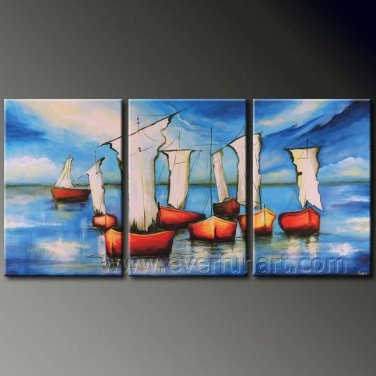 Fisherman On The Shore Landscape Oil Painting On Canvas Wall Decor Fine Art LA3-186