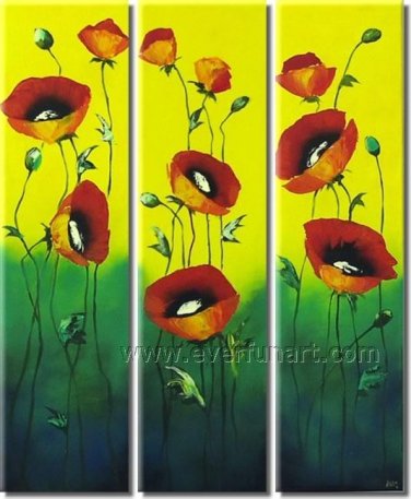Red Modern floral hand painted oil painting bestbid_shop SC462 FL3-165