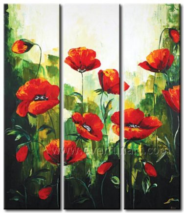 yellow red pink abstract flower large oil painting canvas floral contemporary FL3-169