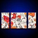 abstract red white flowers floral large oil painting canvas contemporary art FL3-195