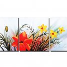 Abstract flower - three panels painting Group Paintings STRETCHED oil on canvas FL3-211