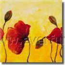 Modern Art Abstract Large Oil On Canvas Painting Red Poppies Buds Garden Field FL3-217