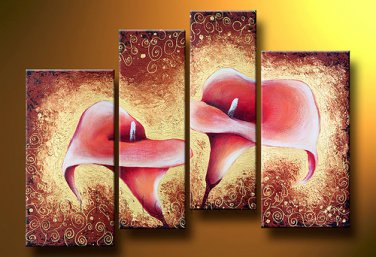 Professional Hand-painted Modern 4-piece Flower Canvas Oil Painting for Wall Decor FL4-145