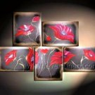 Museum Quality! Hand-painted 5-piece Modern Wall Decor Flower Canvas Art Oil Painting  FL5-070