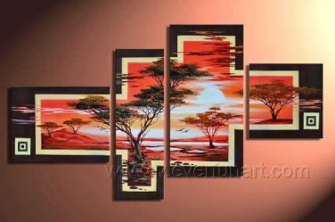 Handpainted Modern Landscape Pine Tree Oil Painting On Canvas, Large Wall Art (+Framed)AR-009