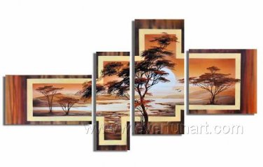 Handpainted African Modern landscape Pine Tree Oil Painting on canvas (+Framed) AR-010