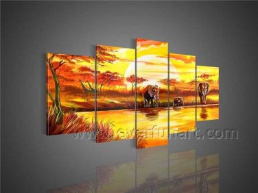 100% Hand Painted Landscape Africn Art (+Framed) AR-094