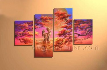 100% Hand Painted Canvas Art African Oil Painting (+ Framed) AR-141