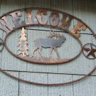 Elk Welcome Hunting Scene Rustic Sign Outdoorsmen Outdoor Decoration