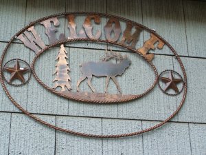 Elk Welcome Hunting Scene Rustic Sign Outdoorsmen Outdoor Decoration