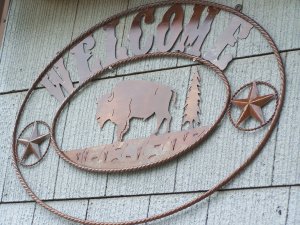 Buffalo Welcome Scene Rustic Sign Outdoor Cabin Hunting Outdoorsmen Lodge Decoration Ranch Farm