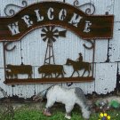 Farm Welcome Scene Rustic Sign Windmill Ranch Farmer Decoration Cattle Horse
