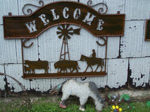 Farm Welcome Scene Rustic Sign Windmill Ranch Farmer Decoration Cattle Horse