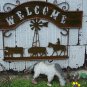Farm Welcome Scene Rustic Sign Windmill Ranch Farmer Decoration Cattle Horse