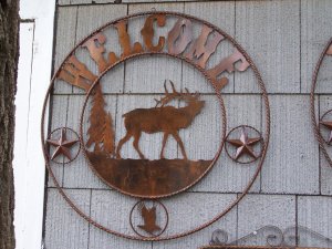 Elk Welcome Scene Rustic Sign Hunting Lodge Cabin Outdoors Deer