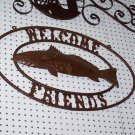 Welcome Friends Fishing South Dakota Scene Rustic Sign Lodge Cabin Outdoors Fish Lake