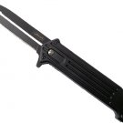 4 1/2 Inch Closed All Black Joker Spring Assist Knife Plain Bla
