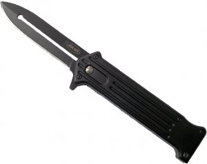 4 1/2 Inch Closed All Black Joker Spring Assist Knife Plain Bla