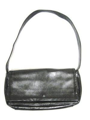 Black Leather VERA PELLE Italy Handbag Purse Tote Bag