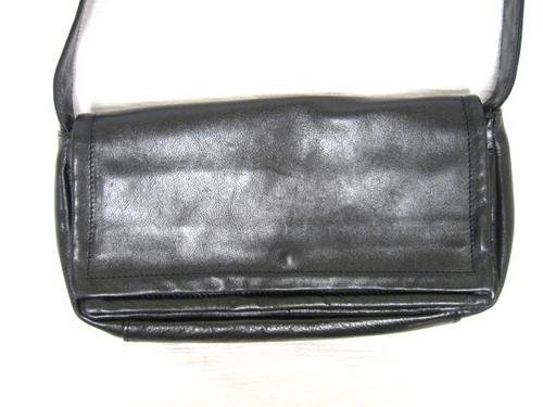 Black Leather VERA PELLE Italy Handbag Purse Tote Bag