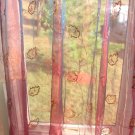Embroidered Leaves Sheer Panels - Burgandy and Gold