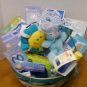 Diaper Cake Craft Supply Basket / Baby Blue Beaded Shower Gift Basket