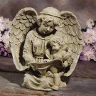 30797 Angel Reading With Cherub Birdfeeder