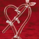 29390 Cut Glass Rose On Heart With Base