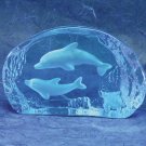 30071 Blue Glass Carved Dolphins