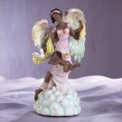28126 Musical Alabastrite Black Angel With Cherub & Dove