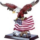 30840 Alabastrite Eagle With Flag On Wood Base