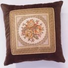 35513 Brown Velvet Floral Cushion