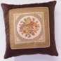 35513 Brown Velvet Floral Cushion
