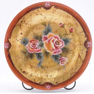 35643 Rose Painted Glass Plate