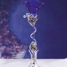 28513 Blue Lily Vase With Silver-Plated Base