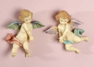 29195 Alabastrite Cherub Wall Plaque Pair