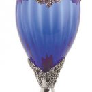 30072 Silver-Plated Blue Glass Grapevine Vase