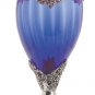 30072 Silver-Plated Blue Glass Grapevine Vase