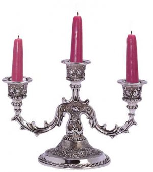 30073 Silver-Plated Metal Candelabra