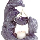 30128 Porcelain Oil Burner - Marblelized Dolphins