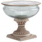 30657 Glass Fruit Bowl On Alabastrite Stone-Finished Base