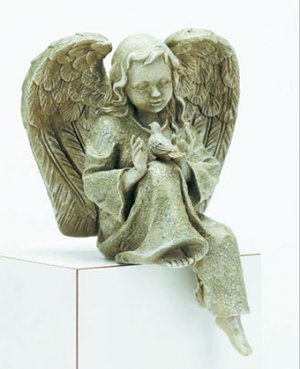 30878 Verdigris-Finished Angel With Bird