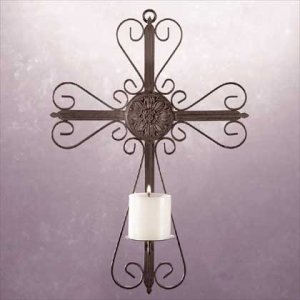 31153 Metal Cross Wall Candleholder