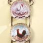 31185 4-Piece Porcelain Rooster Plate Set With Display