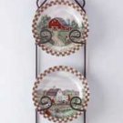 31186 4-Piece Porcelain Farm-Scene Plate Set With Display