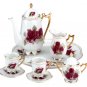 31525 10-Piece Porcelain Red Rose Tea Set