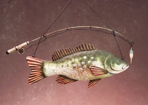 31589 Fish & Pole Wall Plaque
