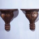 31601 Wood Carved Shelf Sconces