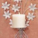 32033 Metal White Floral Candleholder