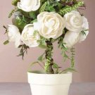 32074 Fabric Rose Topiary in Pot